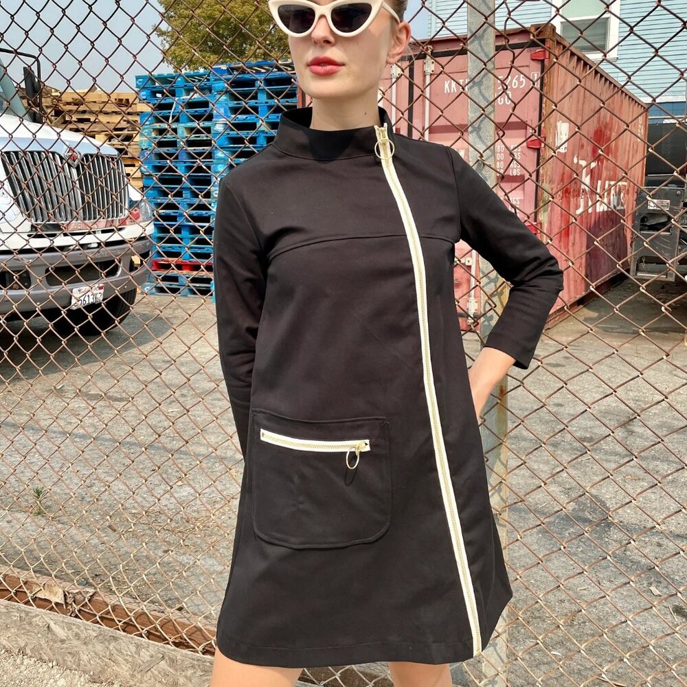 NOOWORKS "Art Teacher" Retro Mod 1960s jacket/dress - Black/White - Size M